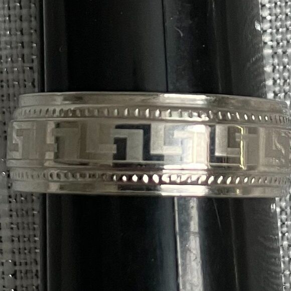 Silver Stainless Steel Ring Size 11 (Women) with Geometric Pattern - Picture 2 of 2